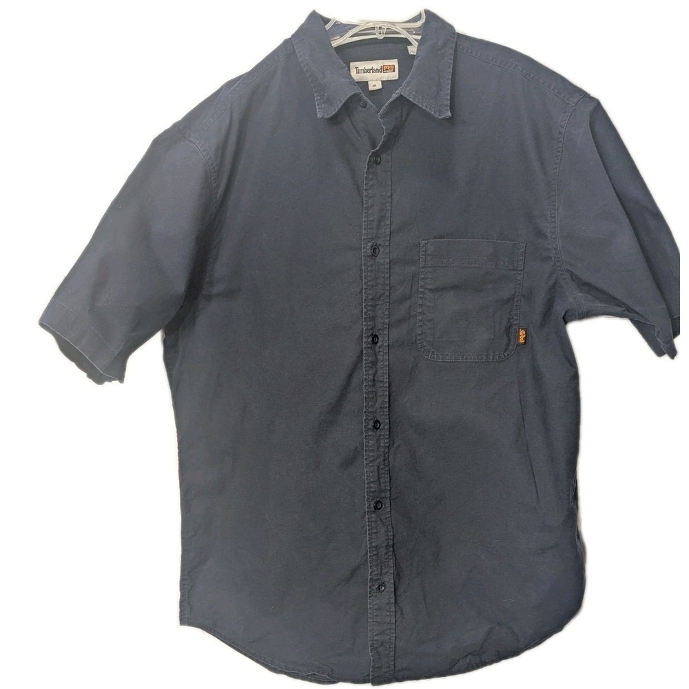 Timberland Shirt Men's‎ Size XL Blue Button Front Shirt Sleeve Cotton Pocket
